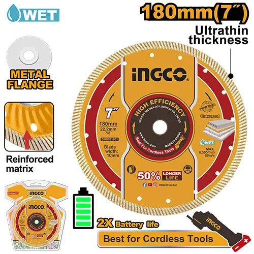 Disque Diamanté Ultrafin 180mm INGCO | DMD051801