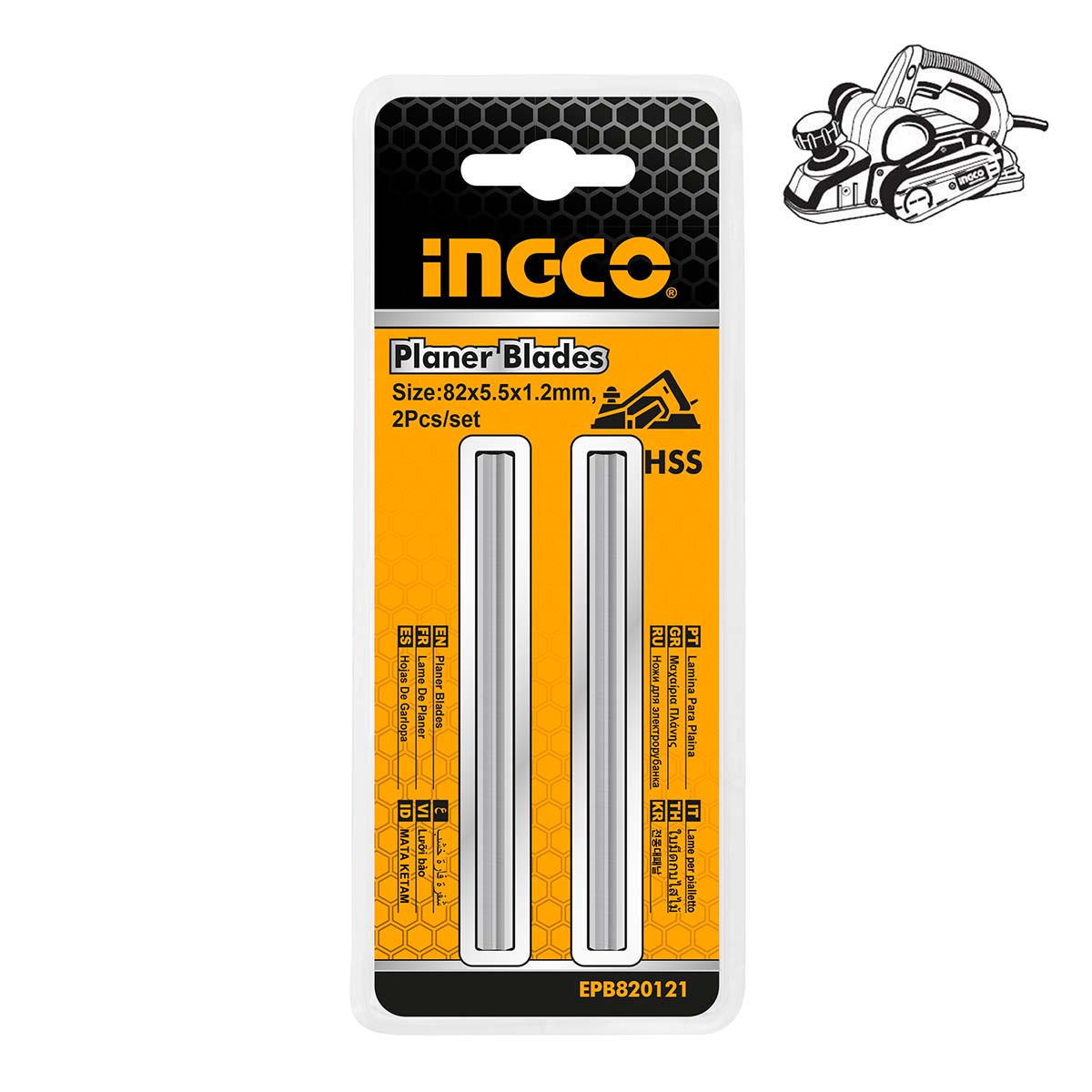 EPB820121 - LAMES RABOT 82X5.5X1.2MM 2PCS INGCO Maroc