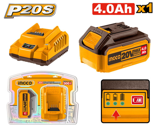 FBCPK1214 - PACK 1 BATTERIE 20V 4AH + 1 CHARGEUR RAPIDE SI INGCO Maroc