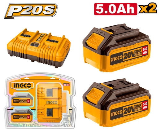 FBCPK2425 - PACK 2 BATTERIES 5Ah + CHARGEUR INGCO Maroc