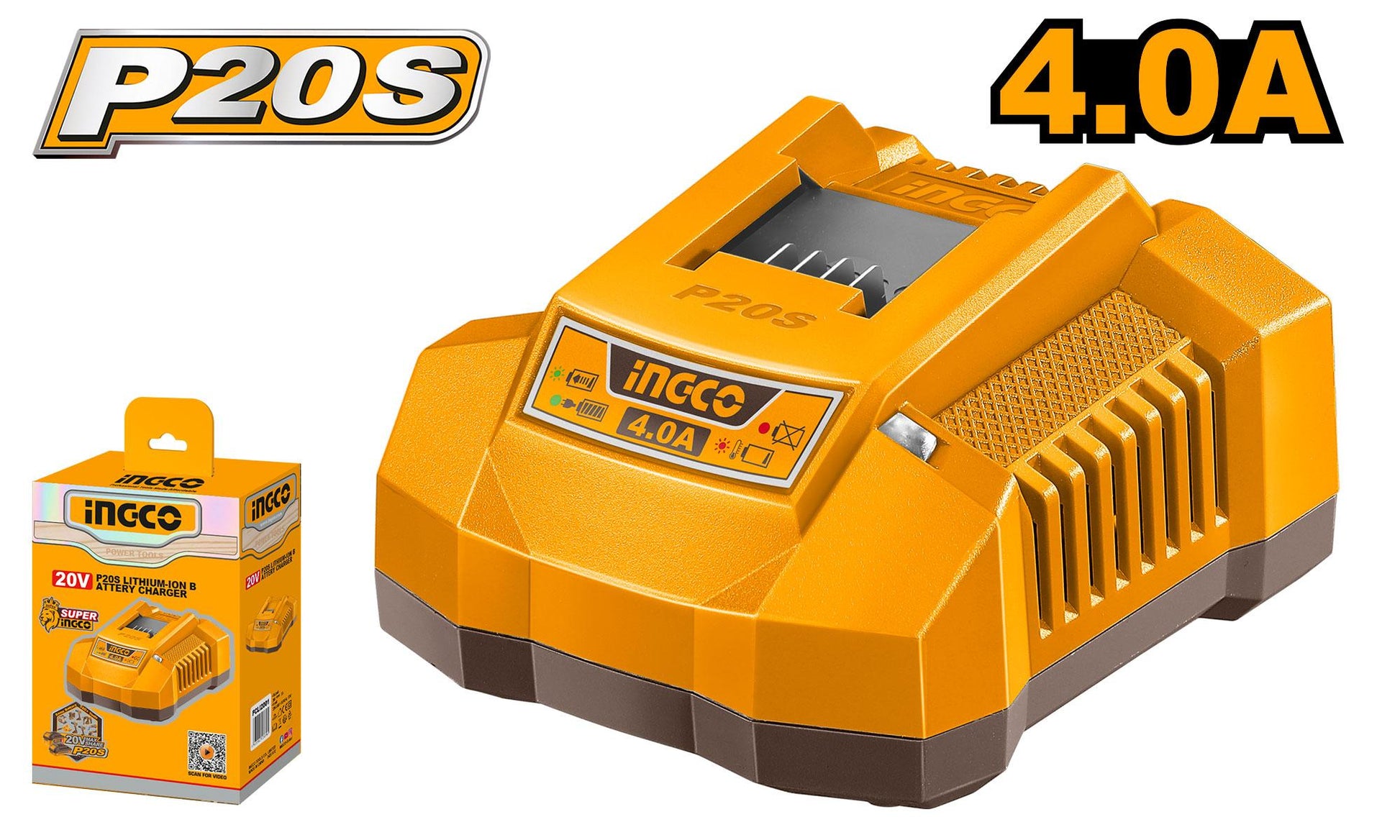 FCLI20411 - CHARGEUR A BATTERIE 20V 4,0A FAST NR INGCO Maroc