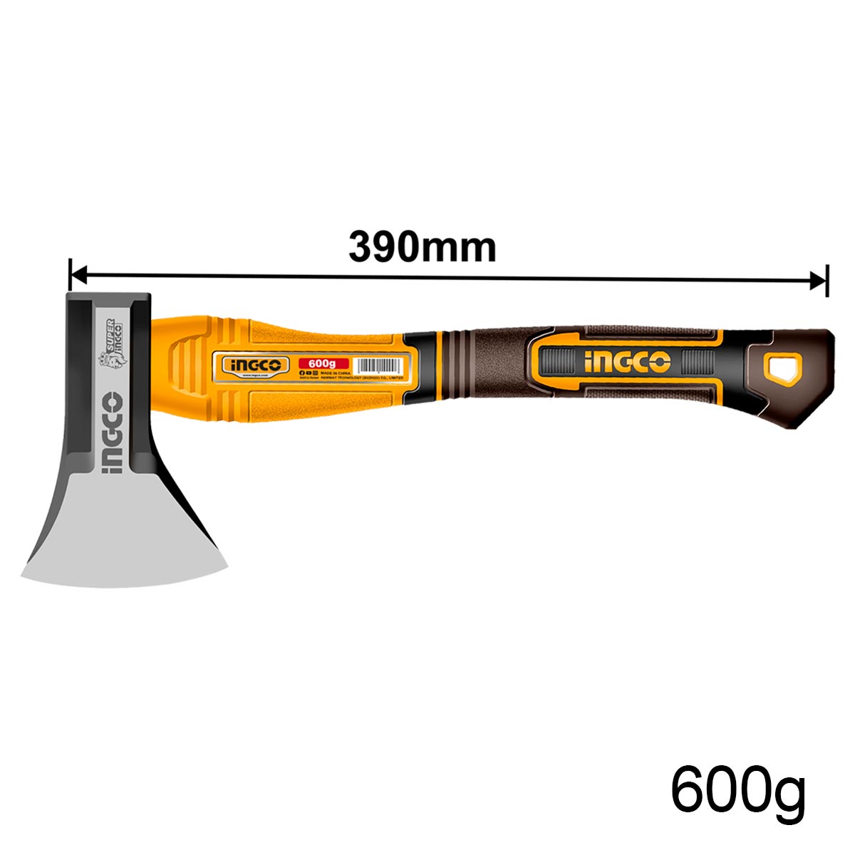 HAX081600 - HÂCHE 600G 390MM À TÊTE FORGÉE SI INGCO Maroc