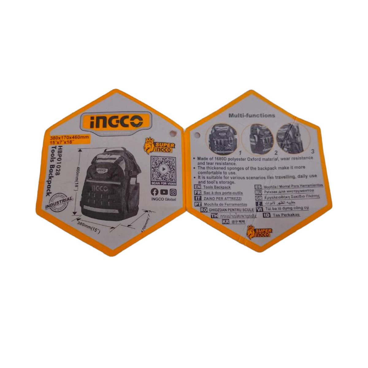 HBP01028 - SAC A DOS POUR OUTILS INGCO NR INGCO Maroc