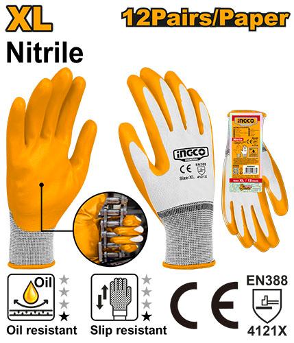 HGNG04 - GANTS EN NITRILE XL NR INGCO Maroc