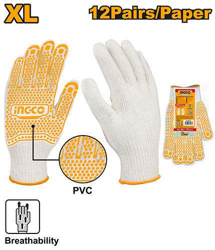 HGVK05 - GANTS TRICOTES AVEC POINTS EN PVC XL INGCO Maroc