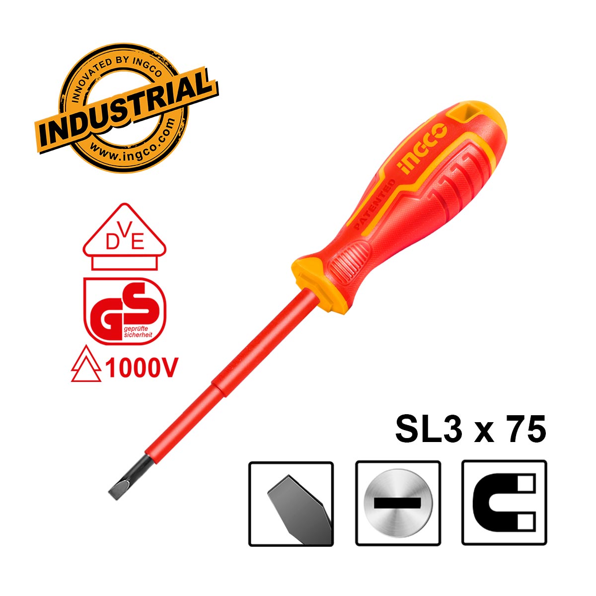 HISD813075 - TOURNEVIS ISOLE SL3.0×75 INGCO Maroc