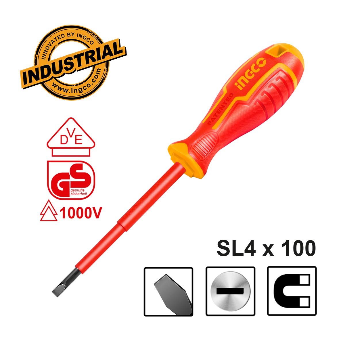 HISD814100 - TOURNEVIS ISOLE SL4.0×100 INGCO Maroc