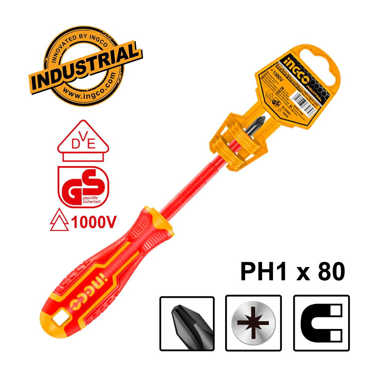 HISD81PH180 - TOURNEVIS ISOLE PH 1×80 INGCO Maroc