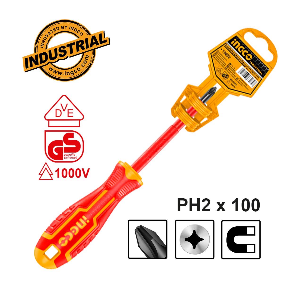HISD81PH2100 - TOURNEVIS ISOLE PH 2×100 INGCO Maroc