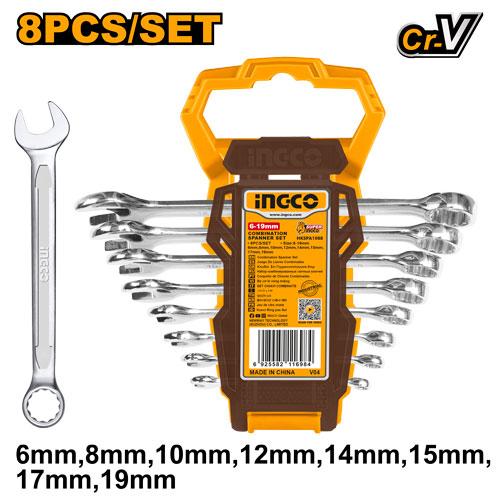 HKSPA1088 - JEU DE 8 CLES MIXTES 6MM A 19MM INGCO Maroc