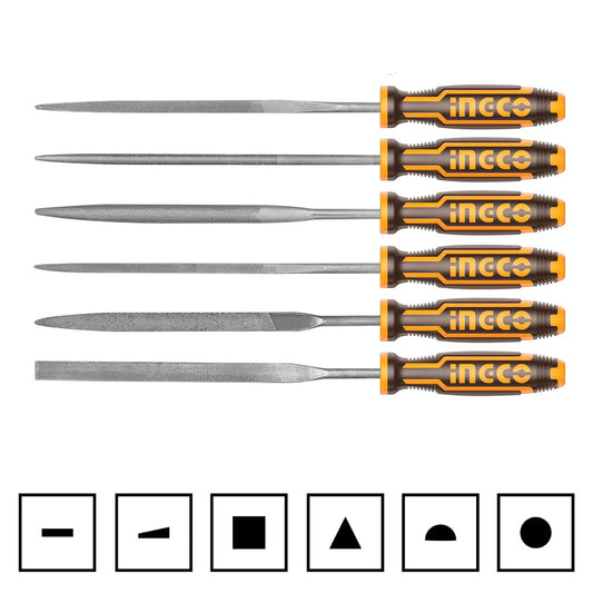 HKTF63 - SET DE 6 LIMES ACIER 140MM INGCO Maroc