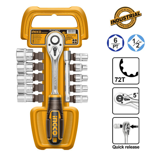 HKTS12122 - JEU DE 12 DOUILLES ACIER AU CRV 50BV30 INGCO Maroc