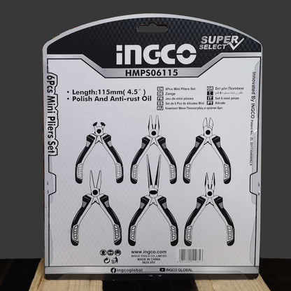 Jeu de 6 mini pinces INGCO | HMPS06115