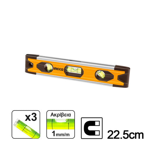 HMSL01030 - MINI NIVEAU A BULLE AVEC 3 FIOLES 225MM INGCO Maroc