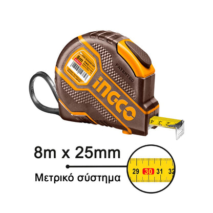 Ruban à mesurer en acier 8m x 25mm INGCO | HSMT08081E