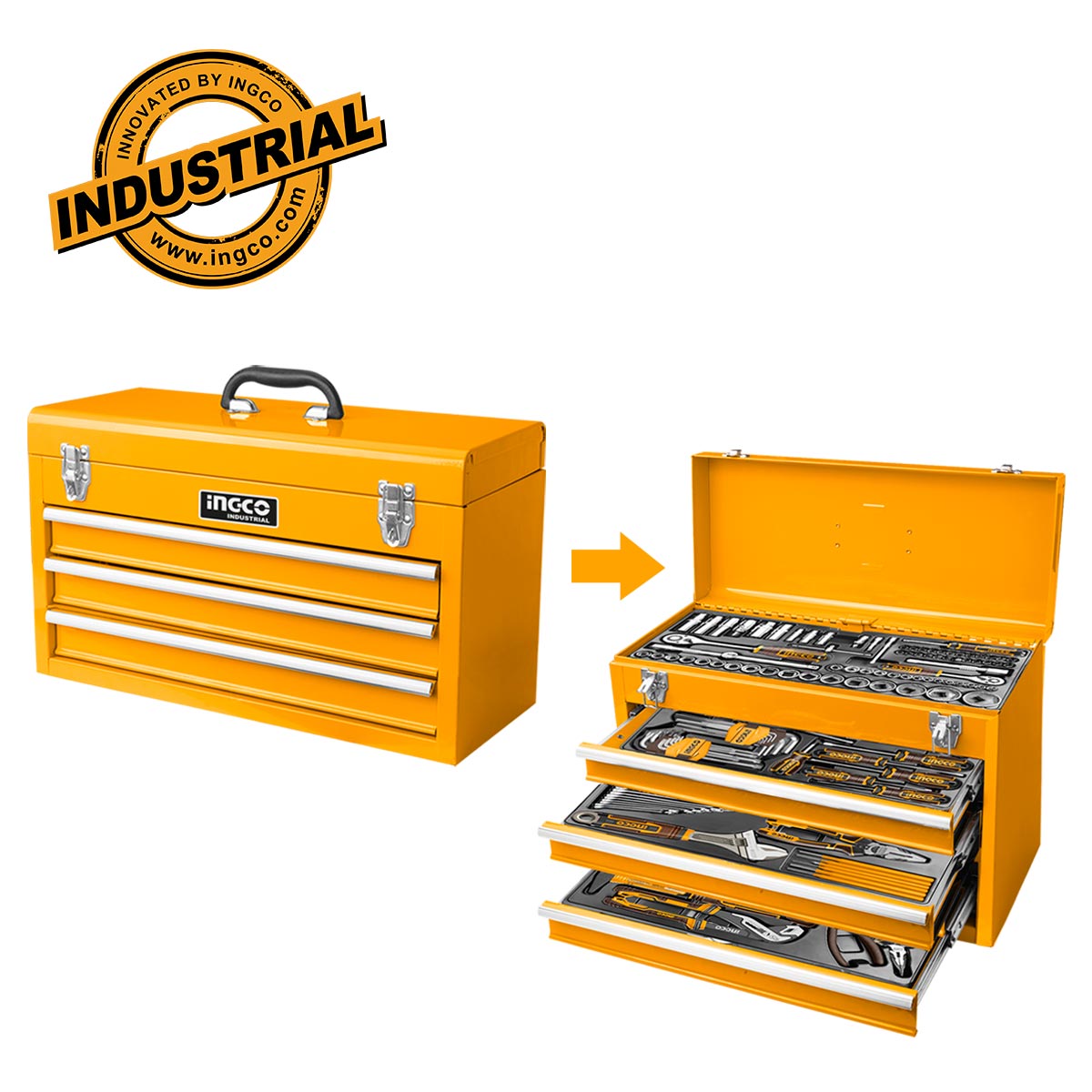 HTCS221321 - BOITE A OUTILS 3 TIROIRS 132PCS NR INGCO Maroc