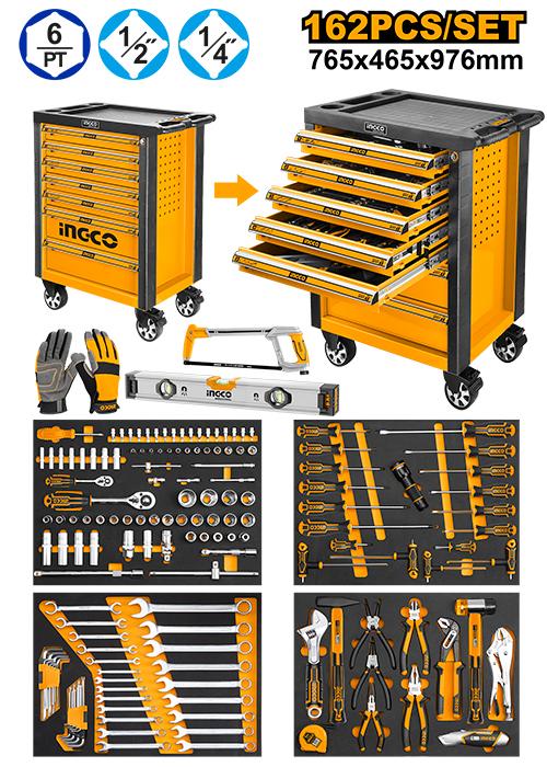 HTCS271621 - SERVANTE A 7 TIROIRS + 162 PIECES INGCO Maroc