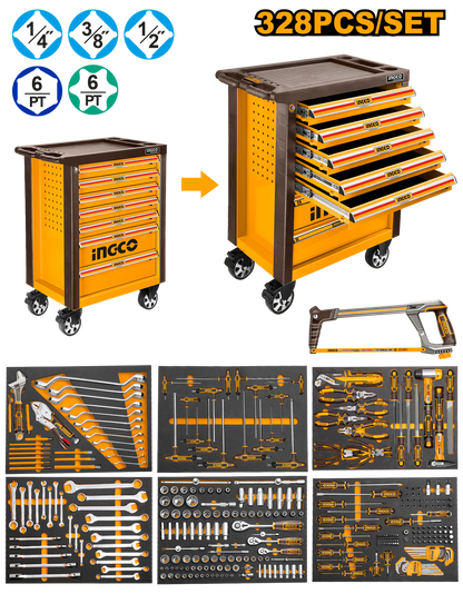 INGCO SERVANTE A 7 TIROIRS + 328 PIECES AU MAROC
