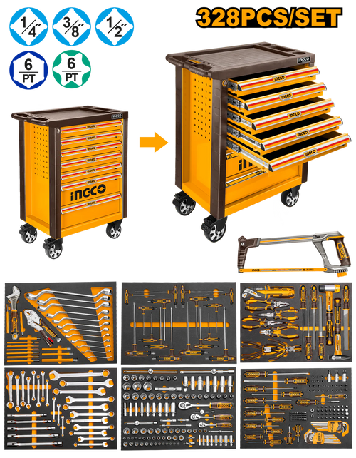INGCO SERVANTE A 7 TIROIRS + 328 PIECES AU MAROC