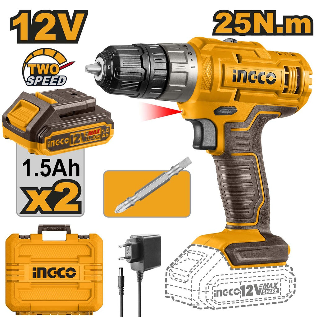 INGCO VISSEUSE 12V 25NM 2BATTERIES PLATES AU MAROC