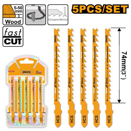 JBT244D - LAMES SCIE SAUTEUSE 5 PCS POUR BOIS (DENTS74MM) INGCO Maroc