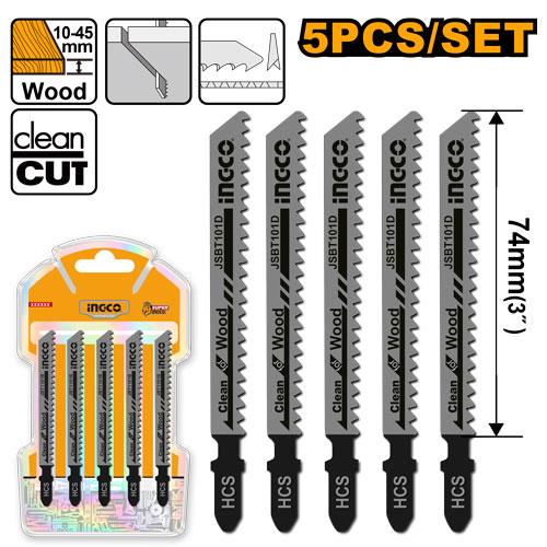 JSBT101D - LAMES SCIE SAUTEUSE 5PCS POUR BOIS 74MM INGCO Maroc