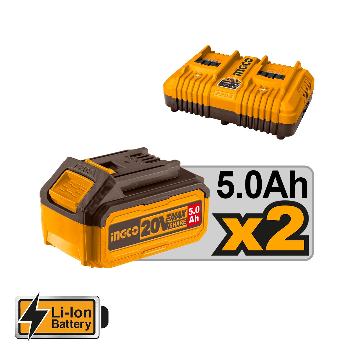 LMLI20186 - TONDEUSE 40V 2BATTERIES 5AH 460MM 60L INGCO Maroc