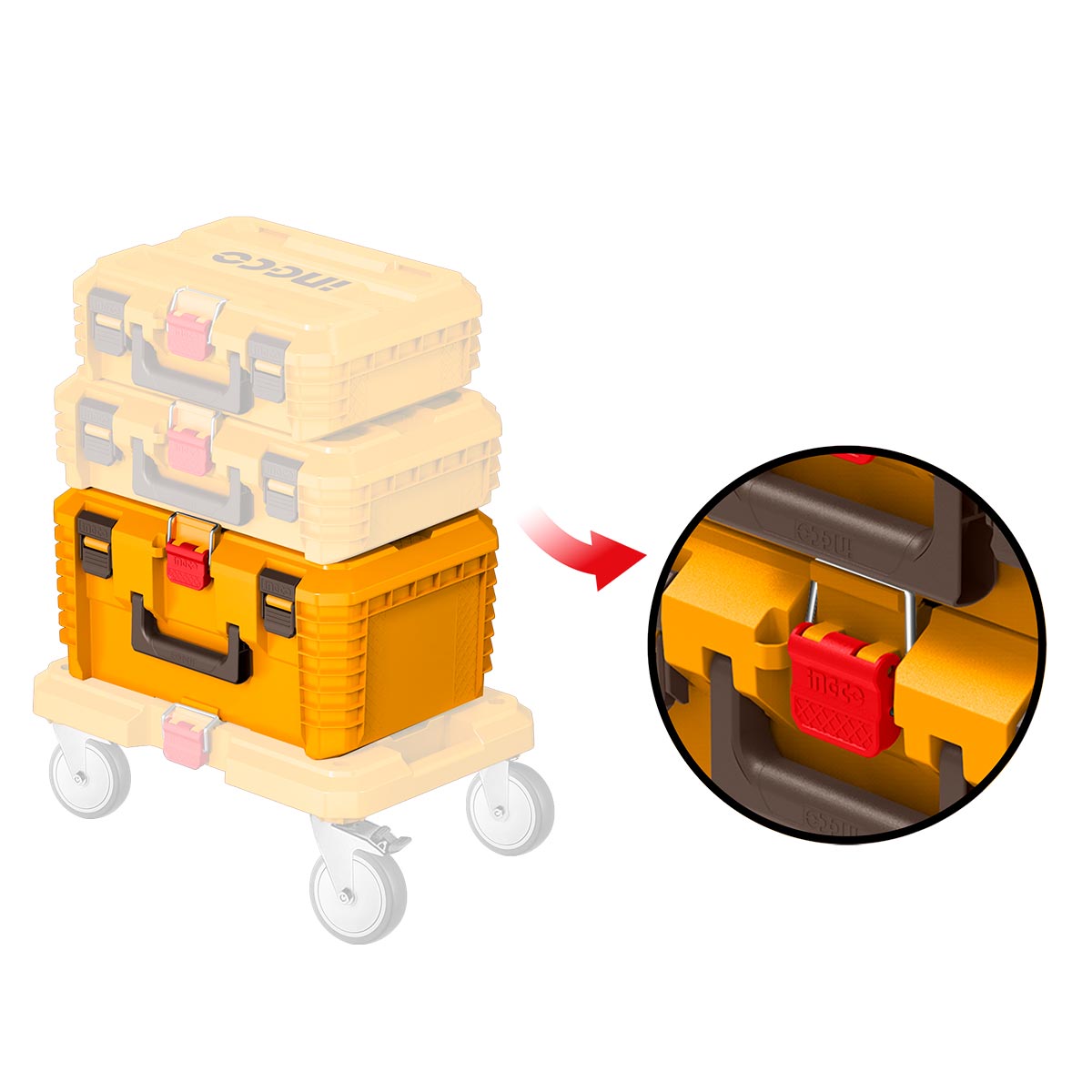 Boîte à outils empilable 19 pouces INGCO | PBXS103