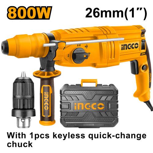 INGCO Marteau perforateur 26mm 800W RGH9028-2 + mandrin — forage béton au Maroc