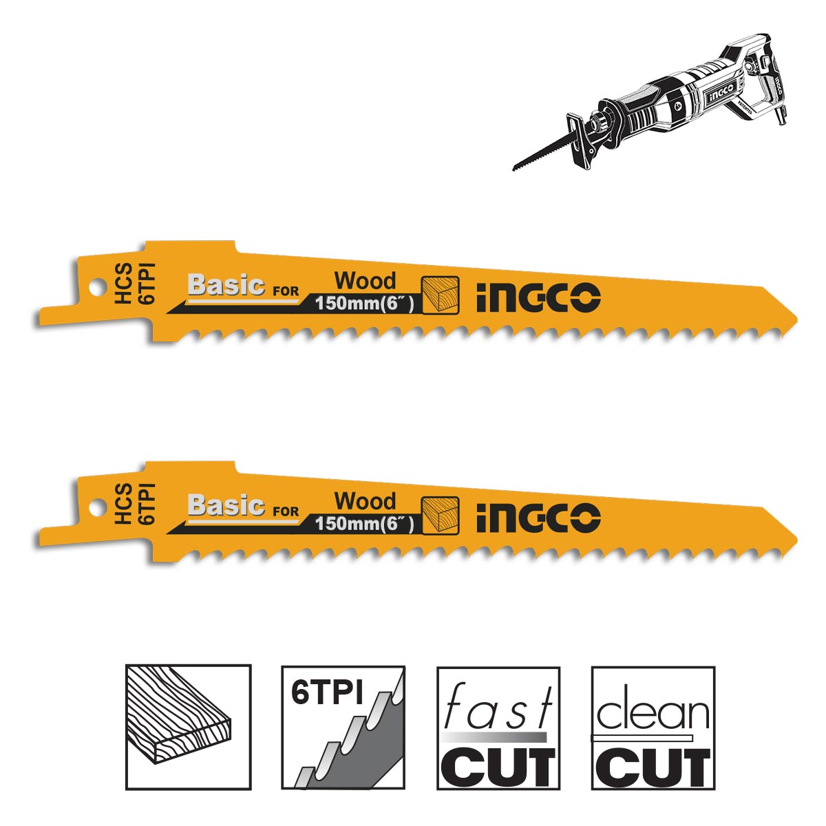 SSB644D - LAMES SCIE SABRE POUR BOIS 2PCS INGCO Maroc
