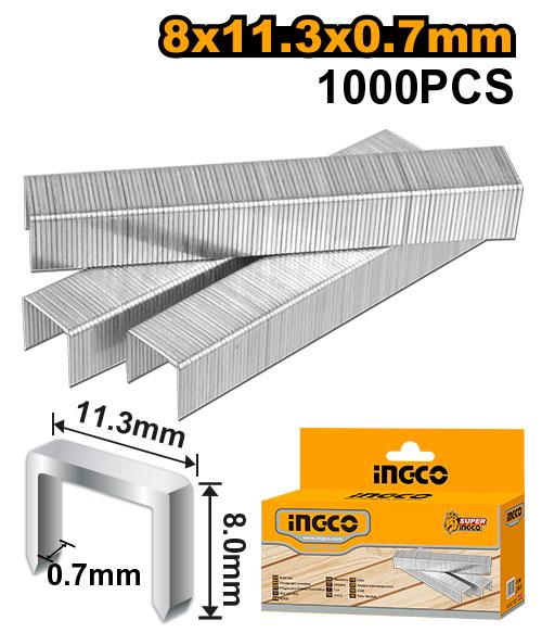 STS0108 - BOITE AGRAFES 1000PCS 8MM/0.7MM (HSG1403) INGCO Maroc