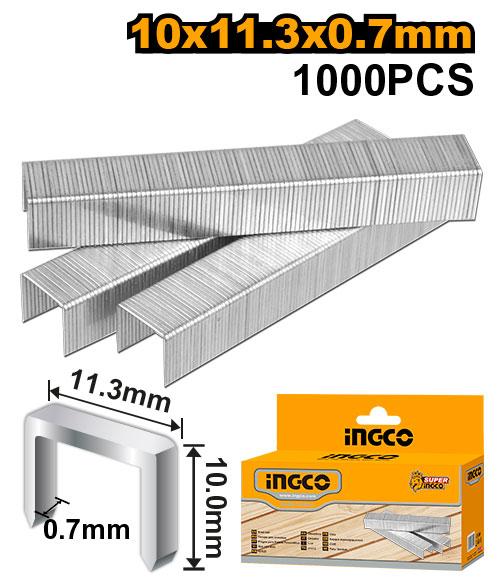 STS0110 - BOITE AGRAFE 1000PCS 10MM 0.7MM HSG1403 INGCO Maroc