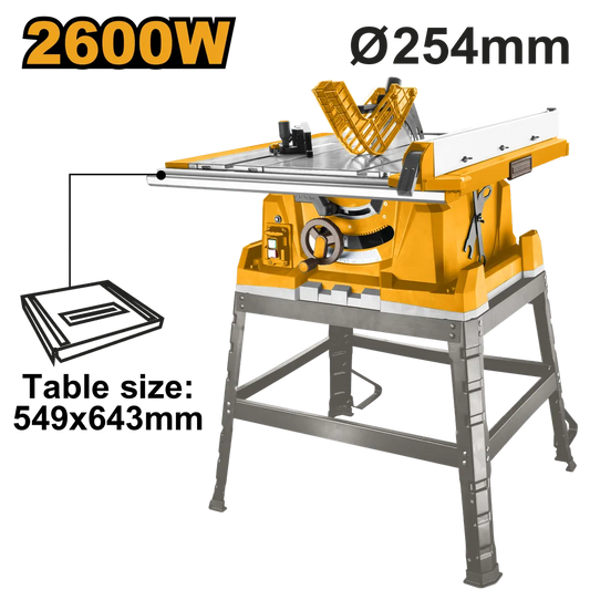 INGCO Scie sur table TS26005 2600W 254mm — découpe panneaux bois professionnel Maroc