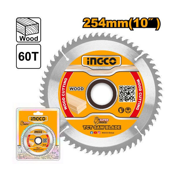 INGCO Lame Scie Circulaire Bois TSB125423 254mm 60 dents — coupe nette pour menuiserie au Maroc