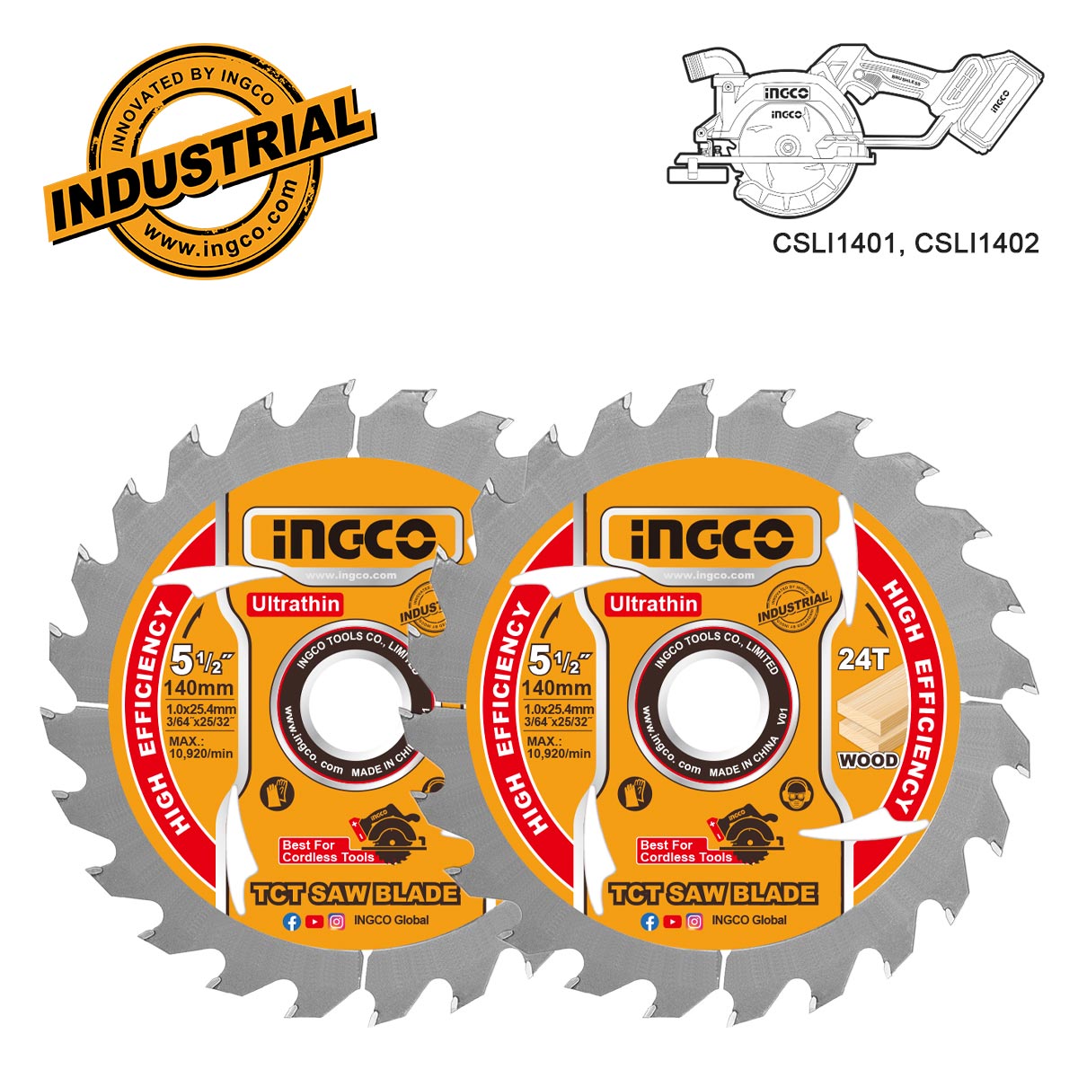 TSB1403 - 2 DISQUE POUR SCIE CIRCULAIRE A BATTERIE CSLI14021 INGCO Maroc