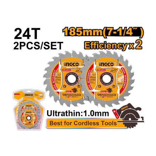 INGCO JEU DE 2 LAMES DE SCIE TCT ULTRA-FINES 185MM AU MAROC [TSB1853]