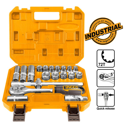 Coffret de douilles 1/2 pouces 12 pièces INGCO HKTS12201-1 avec cliquet et mallette