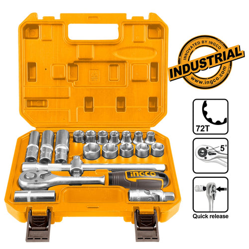 Coffret de douilles 1/2 pouces 12 pièces INGCO HKTS12201-1 avec cliquet et mallette