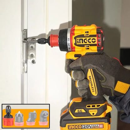 Perceuse-visseuse INGCO utilisée sur chantier — perçage béton multi-têtes