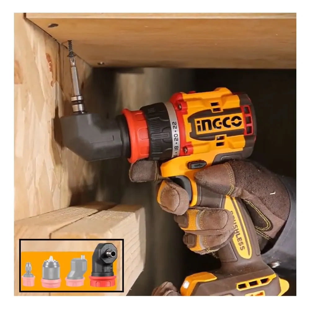 Perceuse-visseuse INGCO 66Nm multi-têtes en vissage — chantier bâtiment Maroc