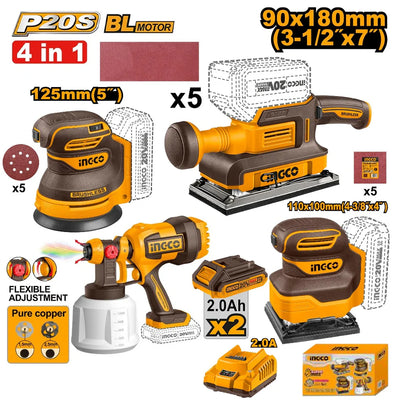 INGCO KIT COMBINÉ SANS FIL 4 PIÈCES AU MAROC [COSLI250383]