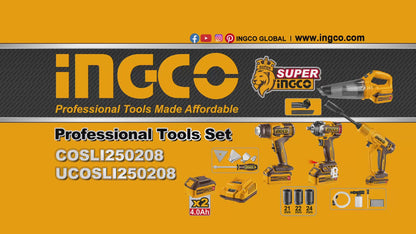 INGCO PACK 4 MACHINES DECAPEUR+BOULONNEUSE1/2+NETTOYEUR+ASPIRATEUR  A BATTERIE INGCO AU MAROC [COSLI250208]