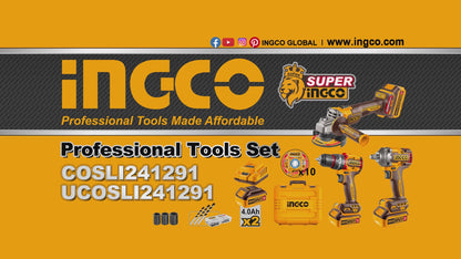 INGCO PACK PERCEUSE+MEULEUSE+BOULONNEUSE BRUSHLESS 20V AU MAROC [COSLI241291]