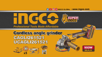 INGCO MALETTE MEULEUSE 115MM 20V + 1BATT 4AH + 5DISQUES AU MAROC [CAGLI261521]