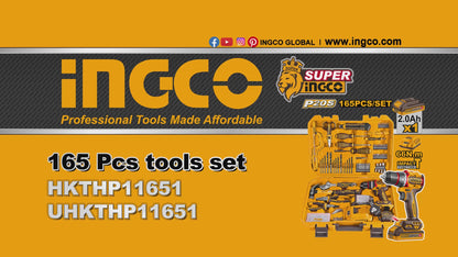 INGCO COFFRET PERCEUSE 20V+165 PIECES AU MAROC [HKTHP11651]