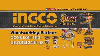 INGCO PACK DE 3 MACHINES VISSEUSE/SCIE CIRCULAIRE/PONCEUSE INGCO 2 BATT 2AH/4AH AU MAROC [COSLI241193]
