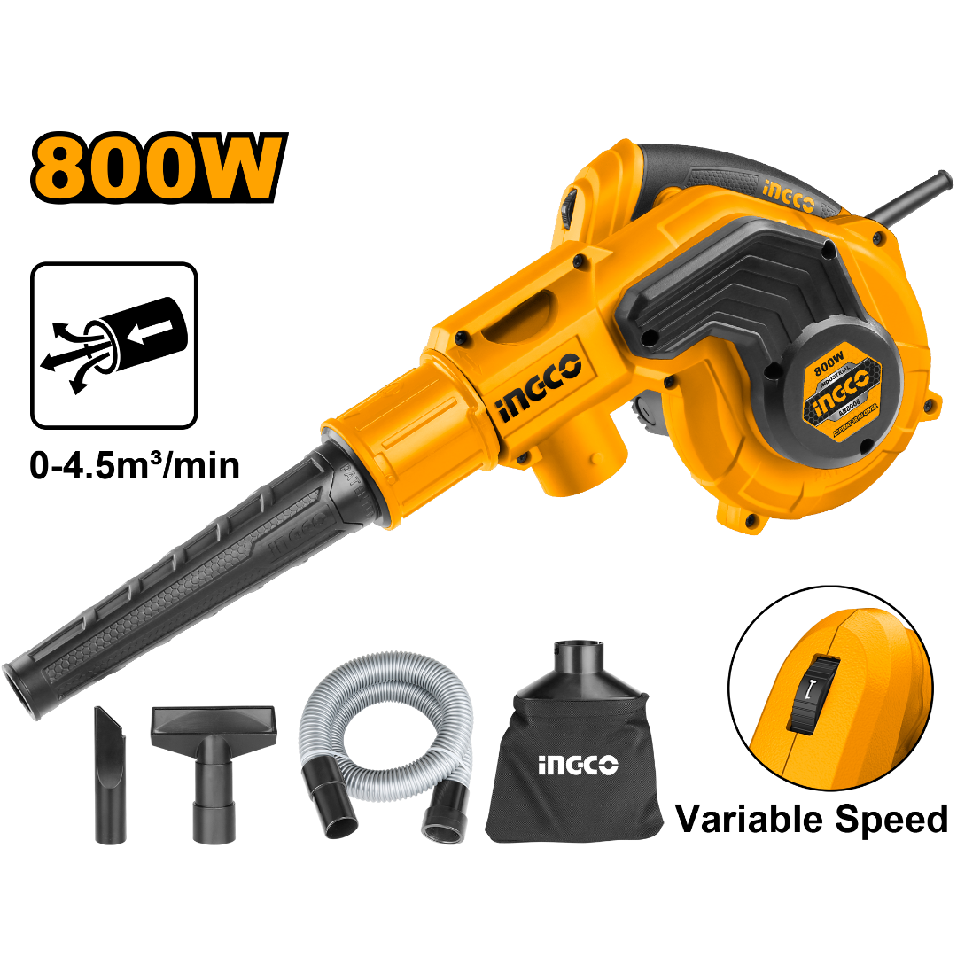 Souffleur aspirateur 800W + 4 accessoires INGCO | AB8008
