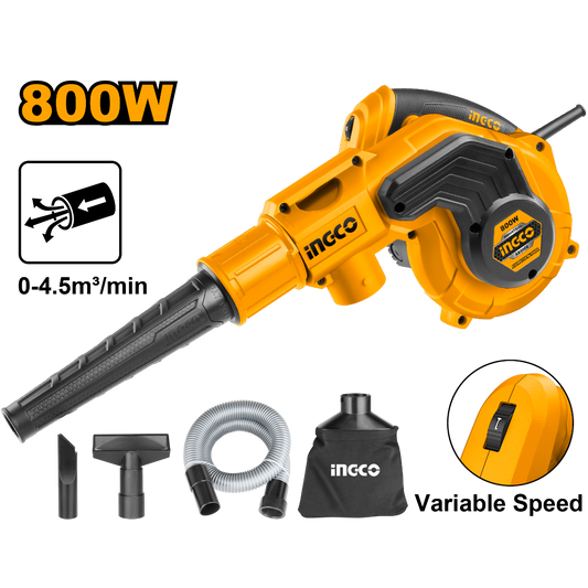 Souffleur aspirateur 800W + 4 accessoires INGCO | AB8008