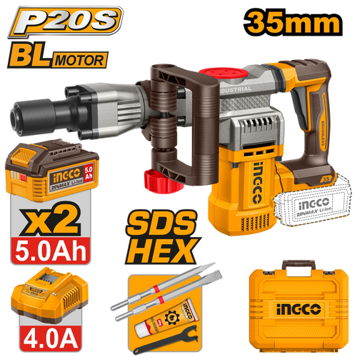 Marteau Piqueur 20V 35mm - 2Batt 5,0Ah + Chargeur INGCO | CDBLI203582