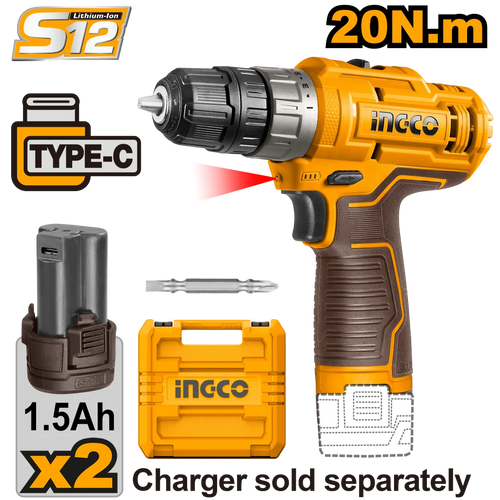 CDLI12202.1 - PACK VISSEUSE 12V+PISTOLET A COLLE CGGLI1201 INGCO INGCO Maroc